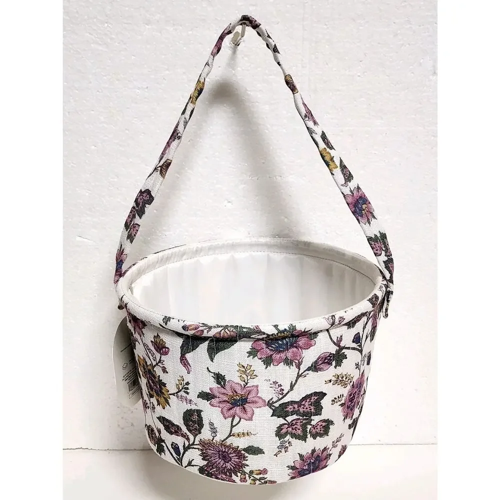 Threshold Linen Quilted Storage Basket Multi Colored Floral Printing Easter s36